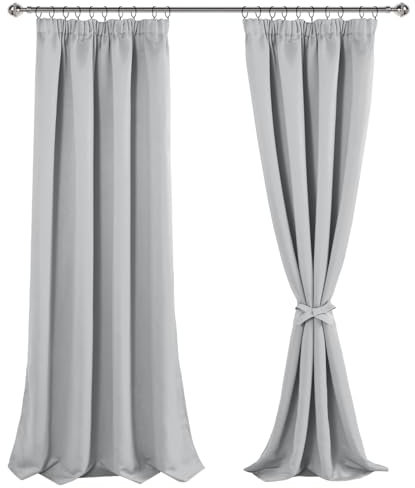 JIUZHEN Gardinen mit kräuselband Verdunklungsvorhänge Vorhang Blickdicht Gardinen Wohnzimmer Vorhänge Schlafzimmer Thermovorhang Silbergrau, H245 x B140 cm,2er Set