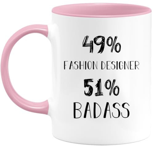 quotedazur - Coffee Mug 49% Fashion Designer 51% Badass - Coffee Mug for Men and Women - Funny Mug Perfect for Work Birthday, Christmas, Job Retirement Fashion Designer, Work, Colleague