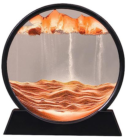 RCQD Sandbilder zum Drehen 3D Sanduhr - Sandbild Geschenke Sanduhr Deko 3d sanduhr tiefsee-sandlandschaft Aesthetic für Büro Wohnzimmer Schreibtisch Erwachsene Kinder (Gold, 12'')