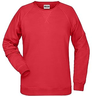 James & Nicholson Damen Raglan Sweatshirt - Sweatshirt aus Bio-Baumwolle mit leicht tailliertem Schnitt | Farbe: red | Grösse: S