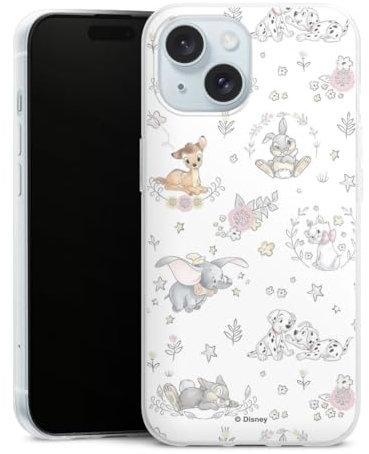 Custodia sottilissima compatibile con Apple iPhone 15 Custodia per cellulare di silicone trasparente Cover semplice Disney Bambi Dumbo