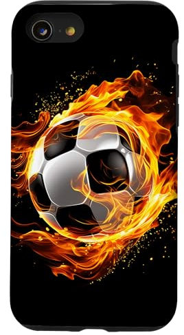 We Love Soccer iPhone SE (2020) / 7 / 8 Case - Fußball Flammen brennende Kinder Jungen Fußballspieler - Robuster Schutz aus Polycarbonat und TPU - Basic Case