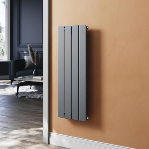 SUNXURY Heizkörper Flachheizkörper Anthrazit 900 x 311 mm Heizkörper für Badezimmer kleine Vertikal Einlagig Paneelheizkörper Badheizkörper Mittelanschluss
