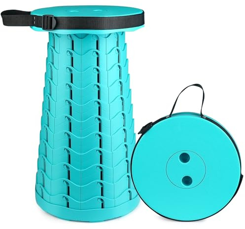 Hesanzol Tragbarer Teleskophocker, einziehbarer Klapphocker für Camping, Garten, Angeln, Wandern, Reisen, Grillen, verstellbare Klapphocker, maximale Traglast 180 kg