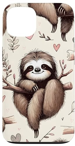 Schönes Faultier-Muster, ästhetisches Faultier Hülle für iPhone 13