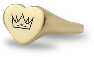 Gravierter Kronen-Siegelring – Kronenring – Königlicher Ring – Herzförmiger Ring – Unisex-Ring