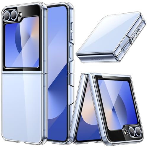 JETech Case for Galaxy Z Flip 7 FE 2025 / Z Flip 6 2024, Crystal Transparent Hard PC Shell, Anti-Scratch Shockproof Slim Protective Phone Cover (Clear)