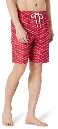 Amazon Essentials Short de Bain de 23cm avec Doublure en Maille, Poches, Fermeture à Cordon Homme, Lilas Rouge Crocodiles, S