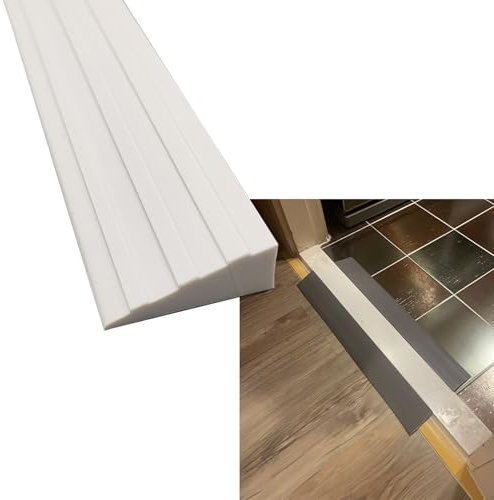 Hoiweqr Schwellenrampe Übergangsschiene Selbstklebend, 1m Übergangsprofil Selbstklebend, PVC Abdeckleiste, Selbstklebend Abschlussprofil Tür Schwellen Höhenausgleichsprofil Höhe 10 Mm(White,4x1M)