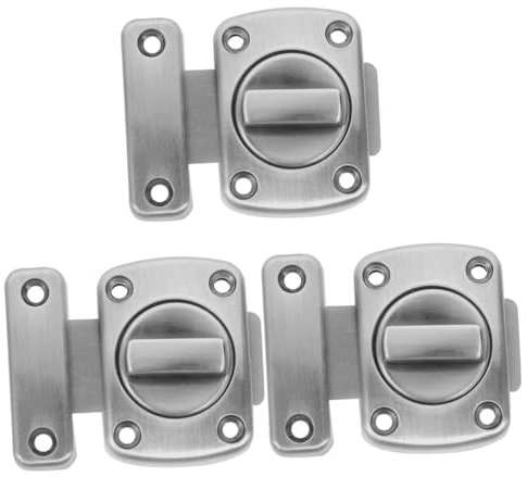 SEWACC 3pcs Door Lock Latch Night Security Latch Lock Door Knob Lock Temporary Door Lock Doorknob Room Indicator Locks Chain Lock Portable Door Lock Brace Loft Latch Zinc Alloy Silver