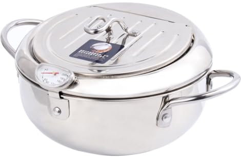 Alipis Sarten Freidora con Cestillo Freidora De Aceite Sartén De Cocina Inducción Olla con Colador De Aceite