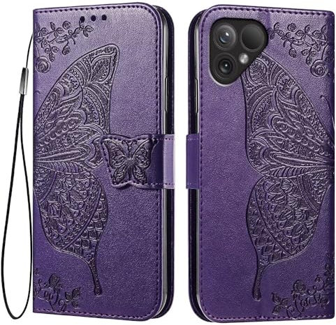 EASSGU Coque pour Smartphone, Compatible with Fairphone 5 (6.46 inches) Etui Flip Magnétique avec 3 Fentes pour Cartes 1 Portefeuille, Housse - Violet foncé