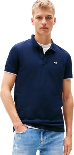 Tommy Jeans TJM Slim Placket Polo EXT S/S Polo Homme, Blue (Dark Night Navy), 3XL