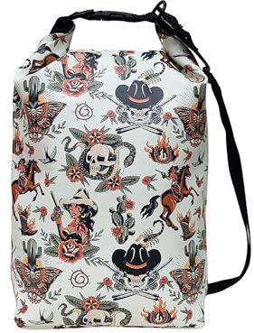 IKURI Drybag Trockentasche Rucksack Rolltop Wasserdicht aus Plane - Tasche für SUP, Surf, Kayak, Outdoor - Design Cowgirl