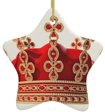 Rote Krone Weihnachtsschmuck 2024 Keramik Weihnachtsbaum hängende Ornamente Urlaub Ornamente für Weihnachten Weihnachtsdekorationen Andenken Geschenke neues Zuhause Ornament