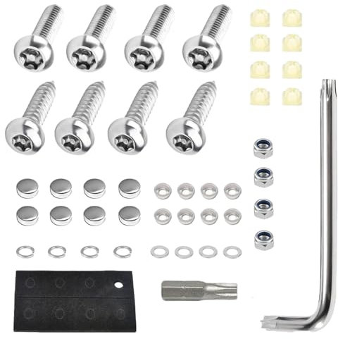 Car Number Plate Screws and Caps, Car License Plate Fixing Fitting Kits, License Plate Screw Caps Car License Plate Fixing Devices for Cars, Motorcycles, and Trucks