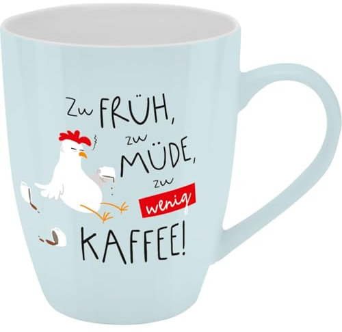 GRUSS & CO Becher mit Motiv Zu wenig Kaffee | Tasse mit Spruch, New Bone China Porzellan, 35 cl, mit Geschenkbaderole | lustiges Geschenk, Geburtstag | 74211
