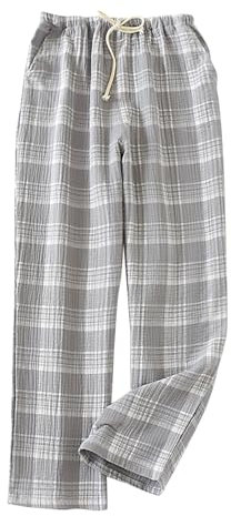 Workout Loose Casual Pants Wide Leg Relaxed Fit Womens Matching Pajamas Pants Matching Pajamas for Women Elegant Plaid Straight Leg Matching Pajamas 2024 High Waist Cotton Pants for Women (Grey, M)