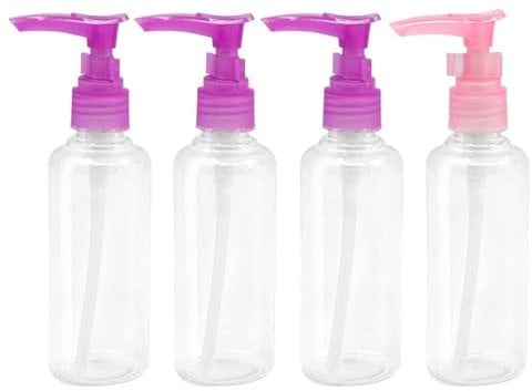 Licsaliwe Empty Pump Bottle Refillable Travel Toiletry Liquid Containers Pump Dispenser Bottles for Shampoo Lotions 100ml 4PCS, pump bottles