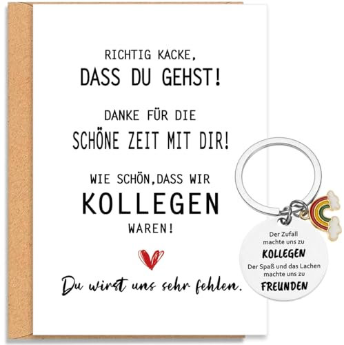 Kollege Karte mit Umschlag Schlüsselanhänger Klappkarte Geschenk zum Abschied Rente Jobwechsel Abschiesgeschenk Lustige Abschiedskarten für Arbeitskollegen Kollegen Kollegin Ruhestand