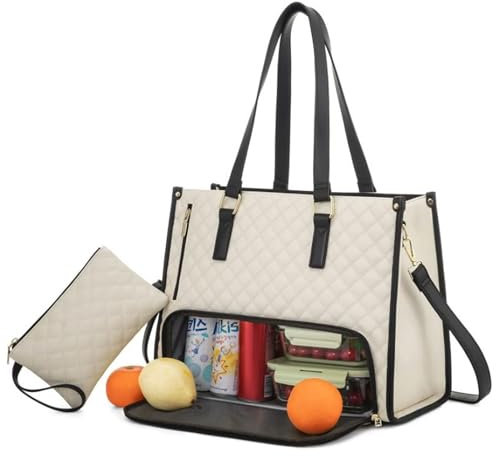 Borsa Tote 2 in 1, Borsa Porta Pranzo, Borsa Porta Pranzo isolata a Prova di perdite, Grande Borsa da Lavoro con Scomparto per Il Pranzo, Borsa da Lavoro per Affari, Ufficio
