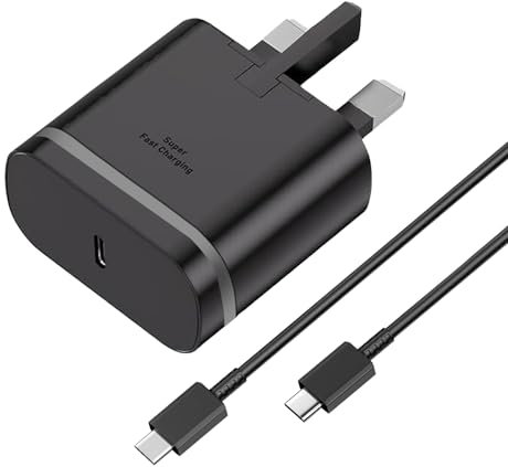 for Samsung Charger, 1 Pack 25W USB C Charger, Super Fast Charging Plug and Cable 2M, Wall Adapter for Samsung Fast Plug for S25/S24/S23 Ultra/S22/S21/S20 FE/A55/A54/A53/A52/A35/A34/Z Fold, Flip 3/4