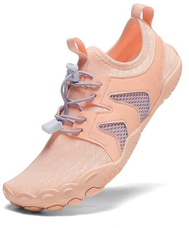 ZEPYFXIT Chaussures Aquatiques Homme Femme Été Chaussures de Bain Léger Respirant Chaussures d'eau Séchage Rapide Chaussures de Plage Chaussures Pieds Nus(Orange-Rose,35 EU)