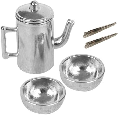 SOPOTUTU 1satz Miniatur Geschirr Für Metall Mit Schalen Und Essstäbchen Hochwertige Miniaturen Dekoration Für Rollenspiele