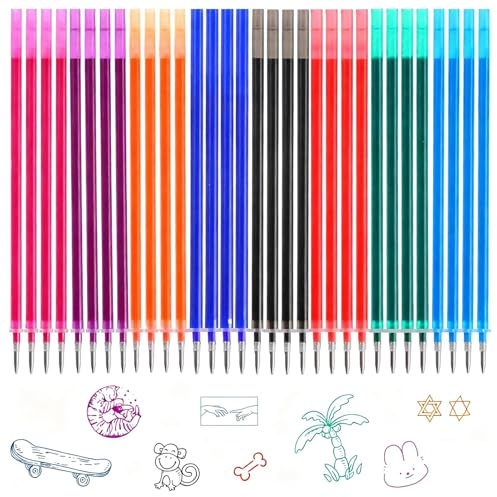 32 Stück Radierbare Ersatzminen,Kompatibel mit Legami 0.7mm,Höhe 13 cm | Tintenroller Radierbar,Einfach zu radieren,Tintenroller Radierbar Nachfüllminen für Radierbare Stifte (Farbmischung-32)