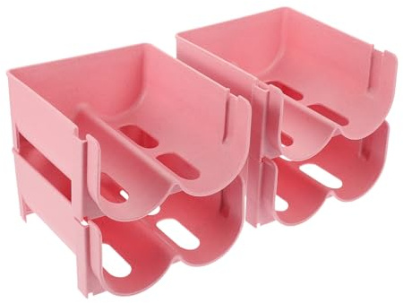 UTHCLO 4 Piezas Organizador de Bebidas Apilable Rosa Estante Compacto para Botellas y Latas Soporte para Cocina y Nevera Diseño Extraíble para Ahorro de Espacio