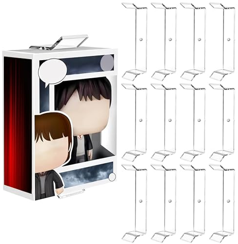 ohbien 12 Pack Acrylic Floating Shelves for in-The-Box Funko Pop Figures, Adhesive Wall Display Shelves with Scews for Boxed Pop Figure, Display Ledges for Boxed Characters, Toy Figure Collectible