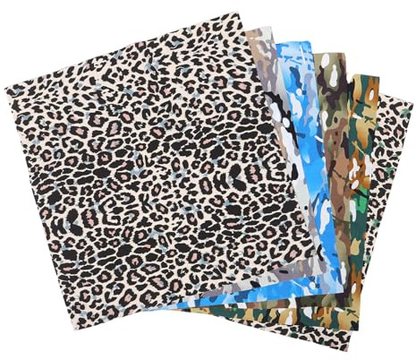 Angoily 6stücke Teiliges Patchwork Baumwollstoff mit Leoparden und Camouflage-Print Vorgeschnittene Quadrate zum Nähen Scrapbooking und Quilten