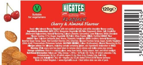 Mitram Cherry & Almond Oat Flapjack, Fruity & Nutty, 120g Bars, Pack of 30, Individually Wrapped, Contains Gluten & Tree Nuts