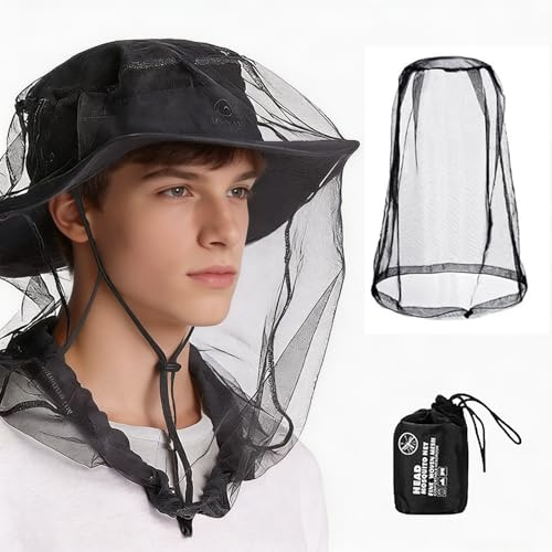 MaNeaz Mosquitera Gorro mosquitera Anti Mosquito Hat Mosquitera para Senderismo Pesca Camping Prevención de Insectos Moscas（40 * 46cm）