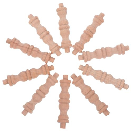 Generisch 10 Stück Holzsäulen Dekoration im Klassischen Europäischen Stil Vielseitige Holzbaluster für Küchenmöbel und Flurmöbel Rustikale Kleine Deko für Zuhause