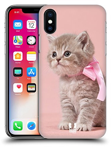 Head Case Designs Kitten With Pink Bow Cats Hard Back Case Compatible With Apple iPhone X/iPhone XS