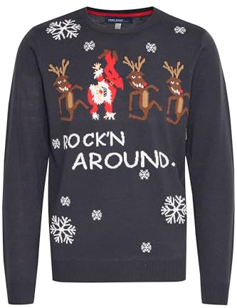 Blend BHRudolph Herren Weihnachtspullover Winter Pullover Strickpullover Weihnachtspulli mit Rundhals-Ausschnitt Regular fit, Größe:S, Farbe:Dark Navy/Dance (74678)