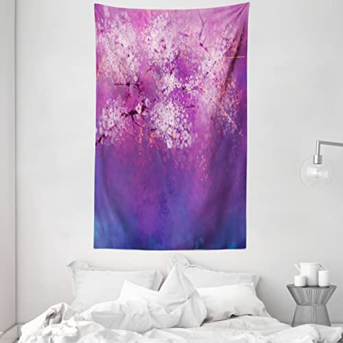 ABAKUHAUS Lila Wandteppich und Tagesdecke, Hazy Romantische Farbe aus Weiches Mikrofaser Stoff Waschbar ohne Verblassen Digitaldruck, 140 x 230 cm, Fuchsia Lila