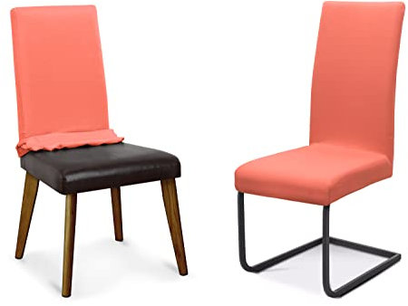 BEAUTEX Stuhlhussen Sets, elastische Stretch Husse Jersey Baumwolle Sitzbezug für Stuhl - 8er Set, Farbe: Flamingo