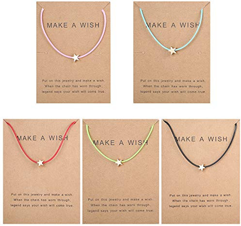 THUNARAZ 5-teiliges Freundschaftsarmband-Set mit Karte Make a Wish, verstellbares Armband, Stern, Herz, handgefertigtes Armband, einfache Mode, Damenschmuck, Geschenke
