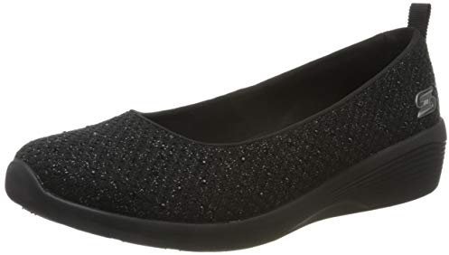 Skechers Damen Arya Sweet Glitz Slip On Sneaker, Black Metallic Knit Black Gunmetal Trim, 38 EU