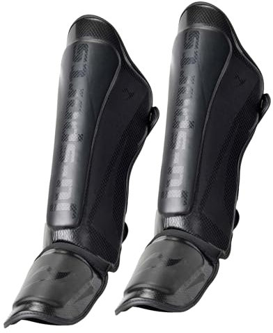 Ju-Sports Schienbein-Spannschutz Assassin, PU I Stabiler Schienbeinschoner Spannschutz mit Schlaufen & Polster I Für Kampfsport Training & Sparring I Größe S/M