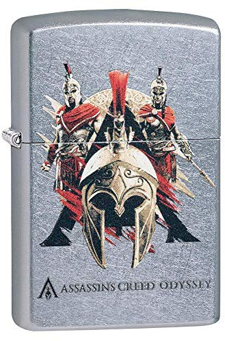 Zippo – Assassin’s Creed Odyssey - Street Chrome - Color Image- Sturmfeuerzeug, nachfüllbar, in hochwertiger Geschenkbox, 49084