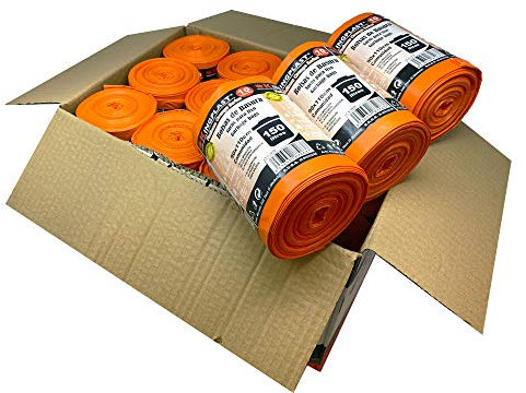 Bolsa de basura naranjas línea Platinum. Tamaño XXL 90x110 cms. 240 sacos de basura extraresistentes y antidesgarro. 10 uds por rollo. Caja 24 rollos.