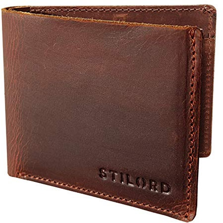 STILORD 'Darren' Slim Wallet mit Münzfach Leder Kleine Geldbörse RFID Herren Minibörse Portemonnaie mit NFC Protector Brieftasche Echtleder in Geschenkbox, Farbe:palao - braun