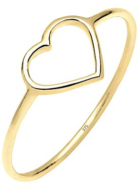 Elli Ring Damen Herz Geo Minimal in 375 Gelbgold