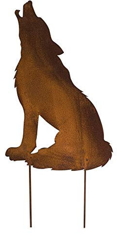 Manufaktur Lichtbogen Edelrost Gartenstecker Wolf