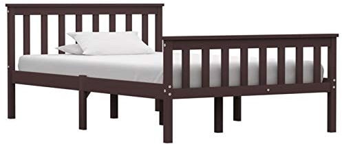 Susany Bettgestell Dunkelbraun Holzbett Einzelbett Futonbett Massivholz Bett Bettrahmen Lattenrost Schlafzimmerbett Massivholz Kiefer 120 x 200 cm