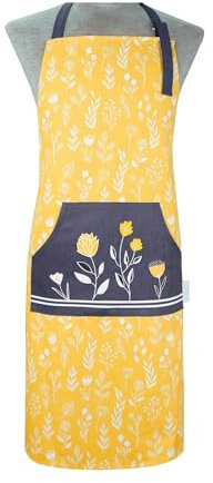 SiXsigma Sports Unisex Chefs Apron For Home And Kitchen - Quick Dry Novelty Cotton Aprons For Cooking, BBQ, Grill & Baking - Ideal Aprons Christmas Gifts For Women & Men (Mustard)