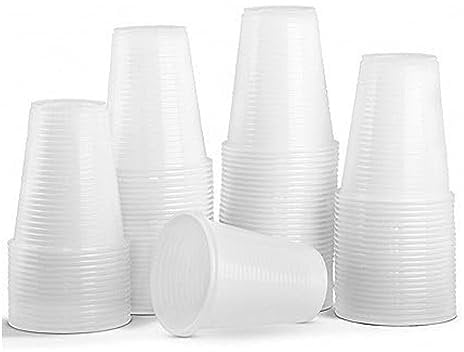 HOMESHOPA White Plastic Cups, 100 Pack Disposable Plastic Glasses, Lightweight Drinking Cups for Party, Wedding, Christmas, Halloween, Recyclable Tumblers for Soft Drinks,Water,Juice,Beer, 6oz/180ml